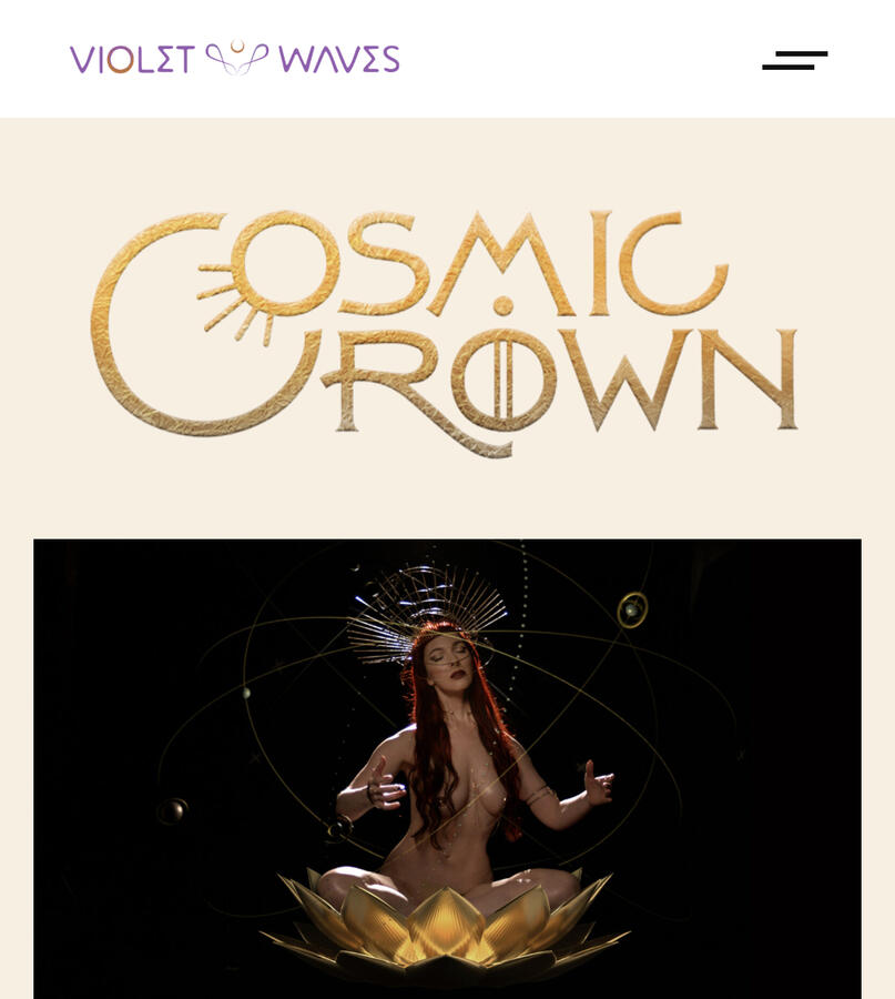 Violet Waves | https://www.violetwaves.com Web presence for Cosmic Crown video and boutique store, including custom login generated by NFT purchase